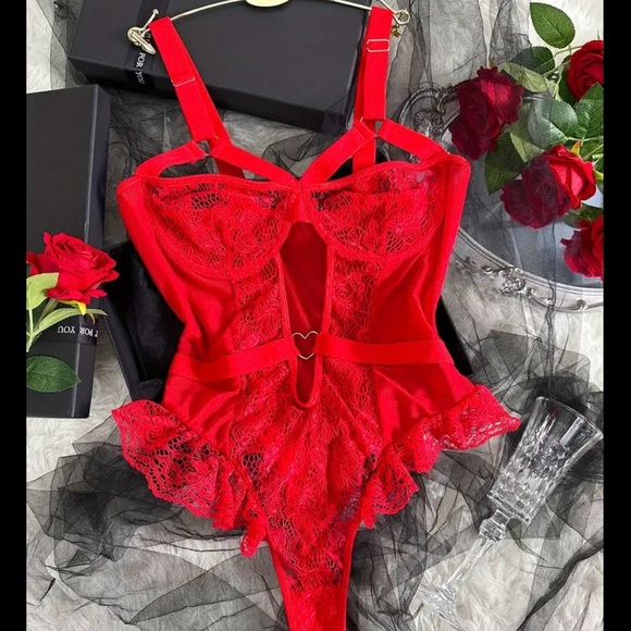 Red Sexy lace thong bodysuit lingerie underwear - Picture 5 of 5